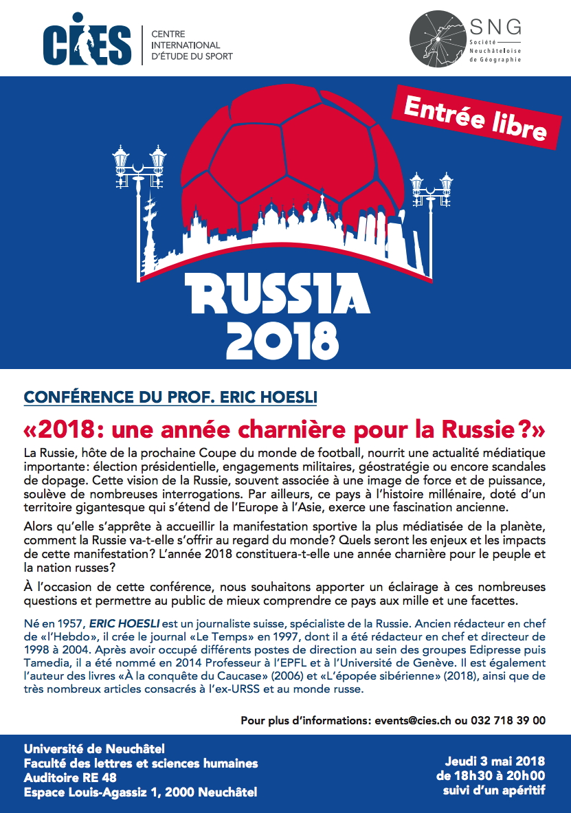 2018 une année charnière pour la Russie. Conférence du prof. Eric Hoesli. 2018-05-03